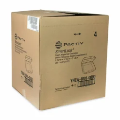 Pactiv Evergreen SmartLock Foam Hinged Lid Container, X-Large, 9.5 x 10.5 x 3.3, White, 250/Carton