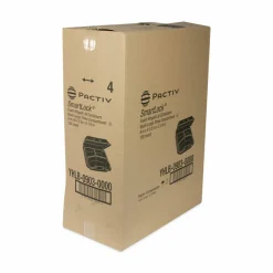 Pactiv Evergreen SmartLock Foam Hinged Lid Container, Large, 3 Compartments, 9 x 9.5 x 3.3, Black, 150/Carton