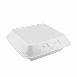 Pactiv Evergreen SmartLock Foam Hinged Lid Container, Large, 3 Compartments, 9 x 9.25 x 3.25, White, 150/Carton