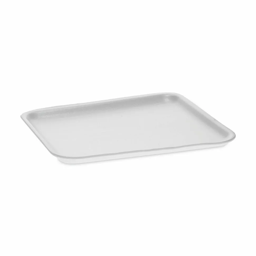 Pactiv Evergreen Supermarket Tray, #8S, 10 x 8 x 0.65, White, Foam, 500/Carton