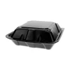 Pactiv Evergreen Vented Foam Hinged Lid Containers, Dual Tab Lock, 3-1/4”H x 9”W x 9”D, Black, Carton Of 150 Containers