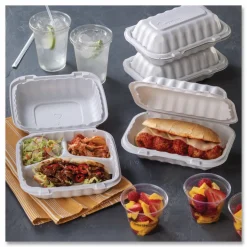 Pactiv Evergreen EarthChoice SmartLock Microwavable MFPP Hinged Lid Container, 9 x 6 x 3, White, Plastic, 270/Carton