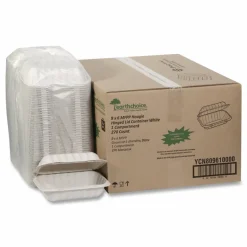 Pactiv Evergreen EarthChoice SmartLock Microwavable MFPP Hinged Lid Container, 9 x 6 x 3, White, Plastic, 270/Carton