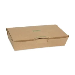 Pactiv Evergreen EarthChoice Tamper Evident OneBox Paper Boxes, 2”H x 9”W x 4-7/8”D, Kraft, Carton Of 100 Boxes