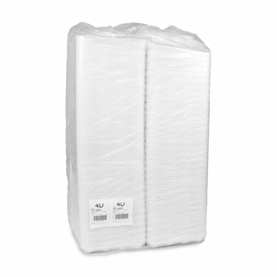 Pactiv Evergreen Foam Trays, Meat, #4D, 9-1/2" x 7" x 1-1/4", White, Pack Of 500 Trays