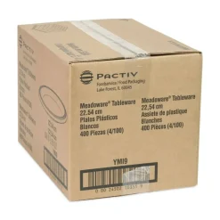 Pactiv Evergreen Meadoware Impact Plastic Dinnerware Plates, 8-7/8", White, Pack Of 400 Plates