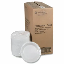 Pactiv Evergreen Placesetter Satin Non-Laminated Foam Dinnerware, Plate, 9" dia, White, 125/Pack, 4 Packs/Carton