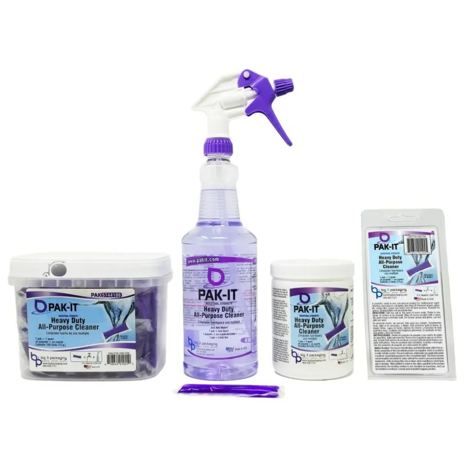 PAK-IT Heavy-Duty All-Purpose Cleaner Packet, Pleasant Scent, Pack Of 5