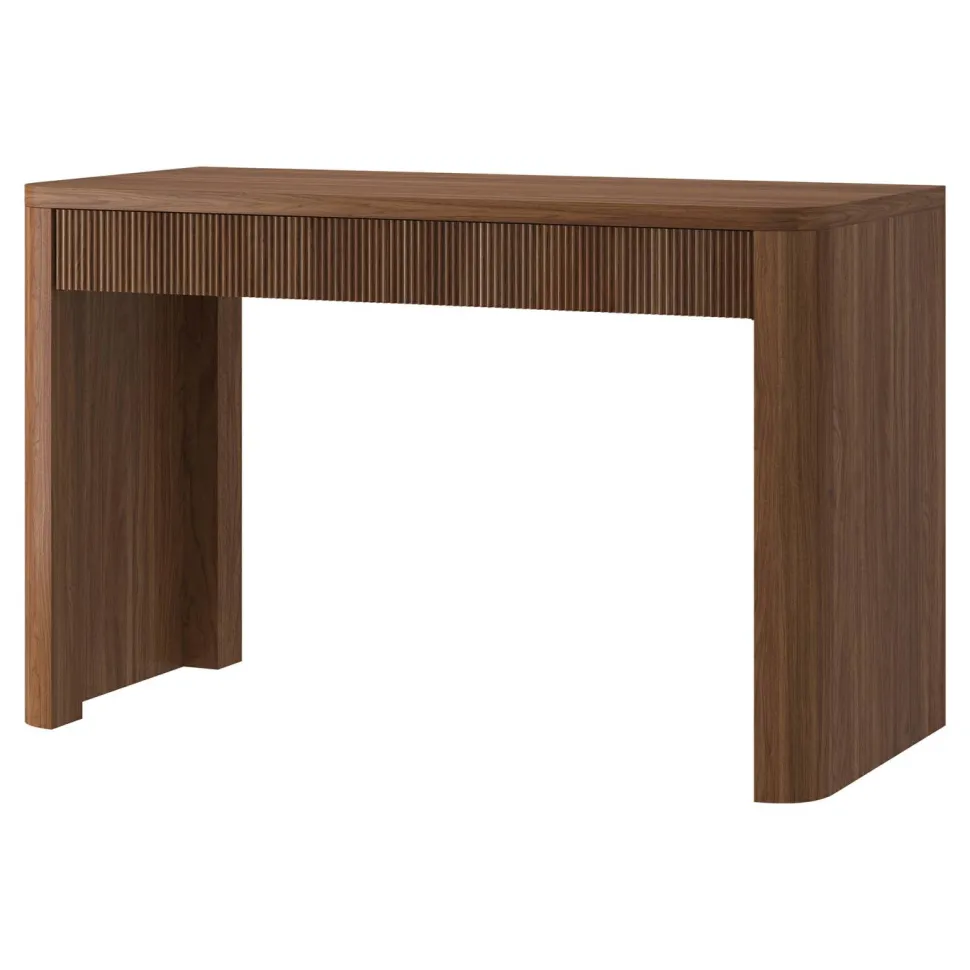 Palmera 47.5" Wide Rectangular Fluted Desk in Satin Walnut