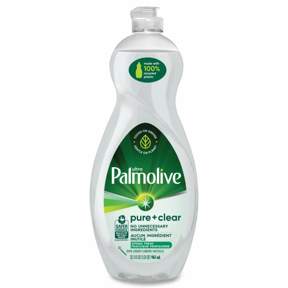 Palmolive Pure + Clear Dishwashing Liquid, Spring Fresh Scent, 32.5 oz Bottle, 9/Carton