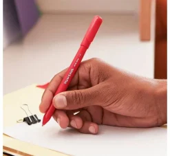 Paper Mate Ballpoint Stick Pens, Medium Point, 1.0 mm, Red Barrel, Red Ink, Pack Of 12