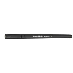 Paper Mate Ballpoint Stick Pens, Medium Point, 1.0 mm, Black Barrel, Black Ink, Pack Of 12