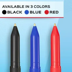 Paper Mate Ballpoint Stick Pens, Medium Point, 1.0 mm, Black Barrel, Black Ink, Pack Of 12