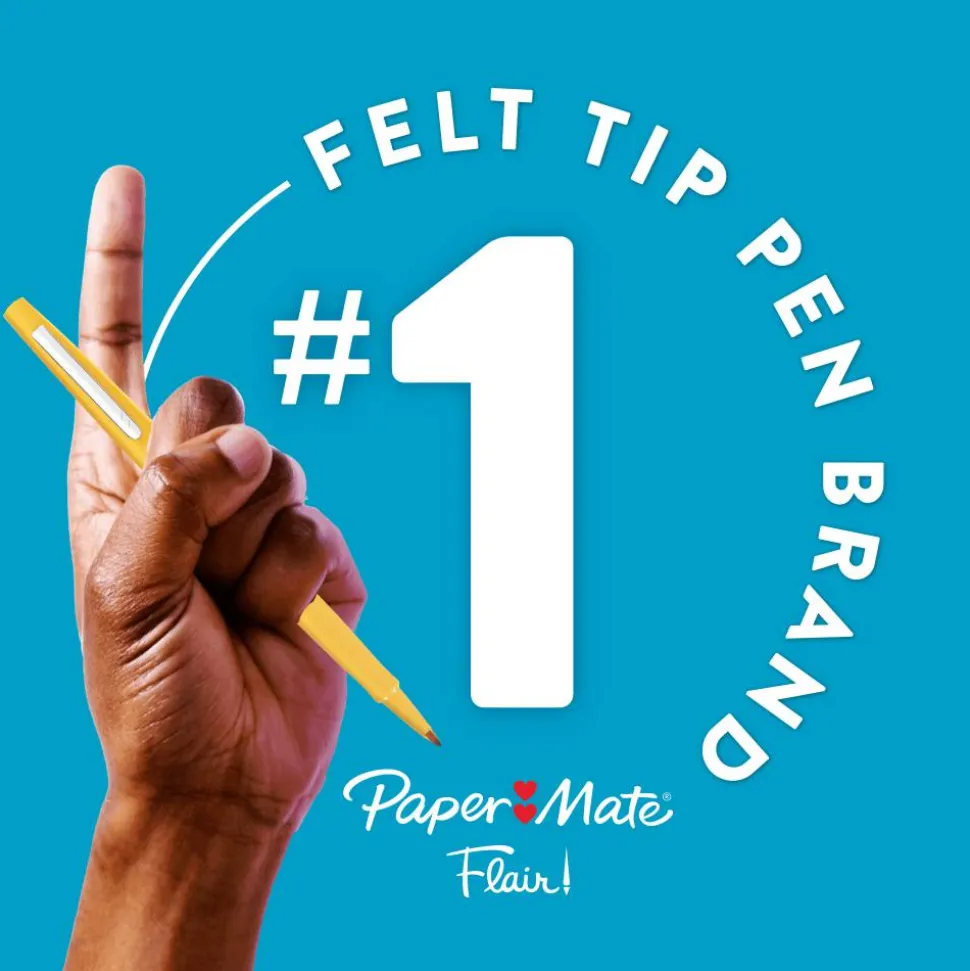 Paper Mate Flair Porous-Point Pens, Medium Point, 0.7 mm, Assorted Ink Colors, Pack Of 12 Pens