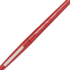 Paper Mate Flair Porous-Point Pens, Medium Point, 0.7 mm, Red Barrel, Red Ink, Pack Of 12