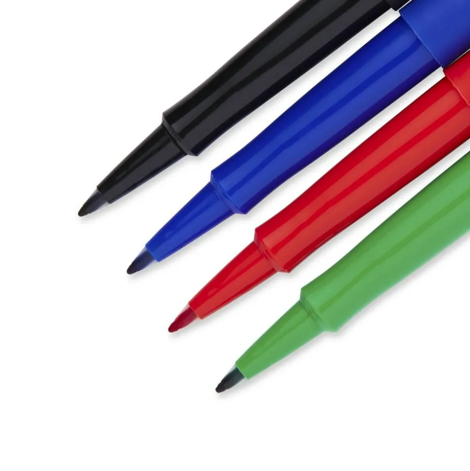 Paper Mate Flair Porous-Point Pens, Medium Point, 0.7 mm, Assorted Ink Colors, Pack Of 4 Pens