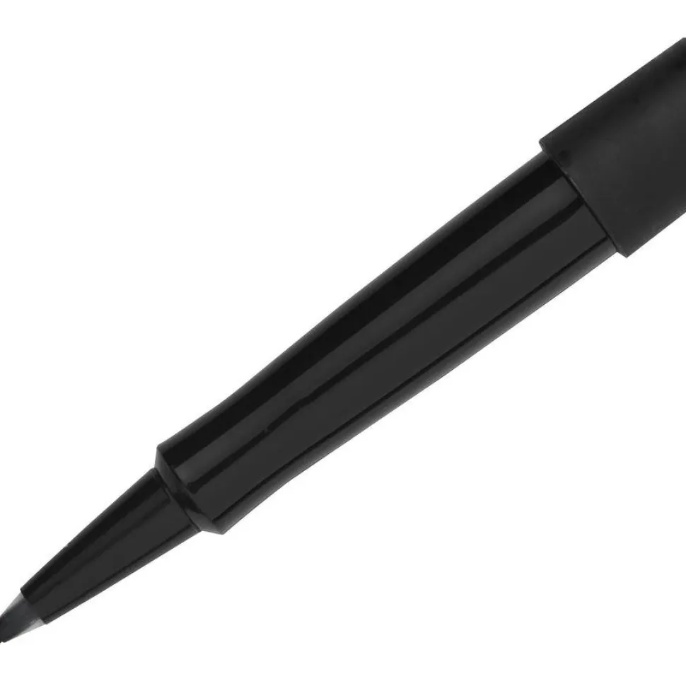 Paper Mate Flair Porous-Point Pens, Medium Point, 0.7 mm, Black Barrel, Black Ink, Pack Of 12 Pens