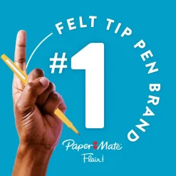 Paper Mate Flair Porous-Point Pens, Medium Point, 0.7 mm, Black Barrel, Black Ink, Pack Of 36 Pens