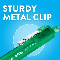Paper Mate InkJoy 300 RT Retractable Pens, Medium Point, 1.0 mm, Translucent Black Barrels, Black Ink, Pack Of 12