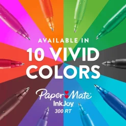 Paper Mate InkJoy 300 RT Retractable Pens, Medium Point, 1.0 mm, Translucent Black Barrels, Black Ink, Pack Of 12