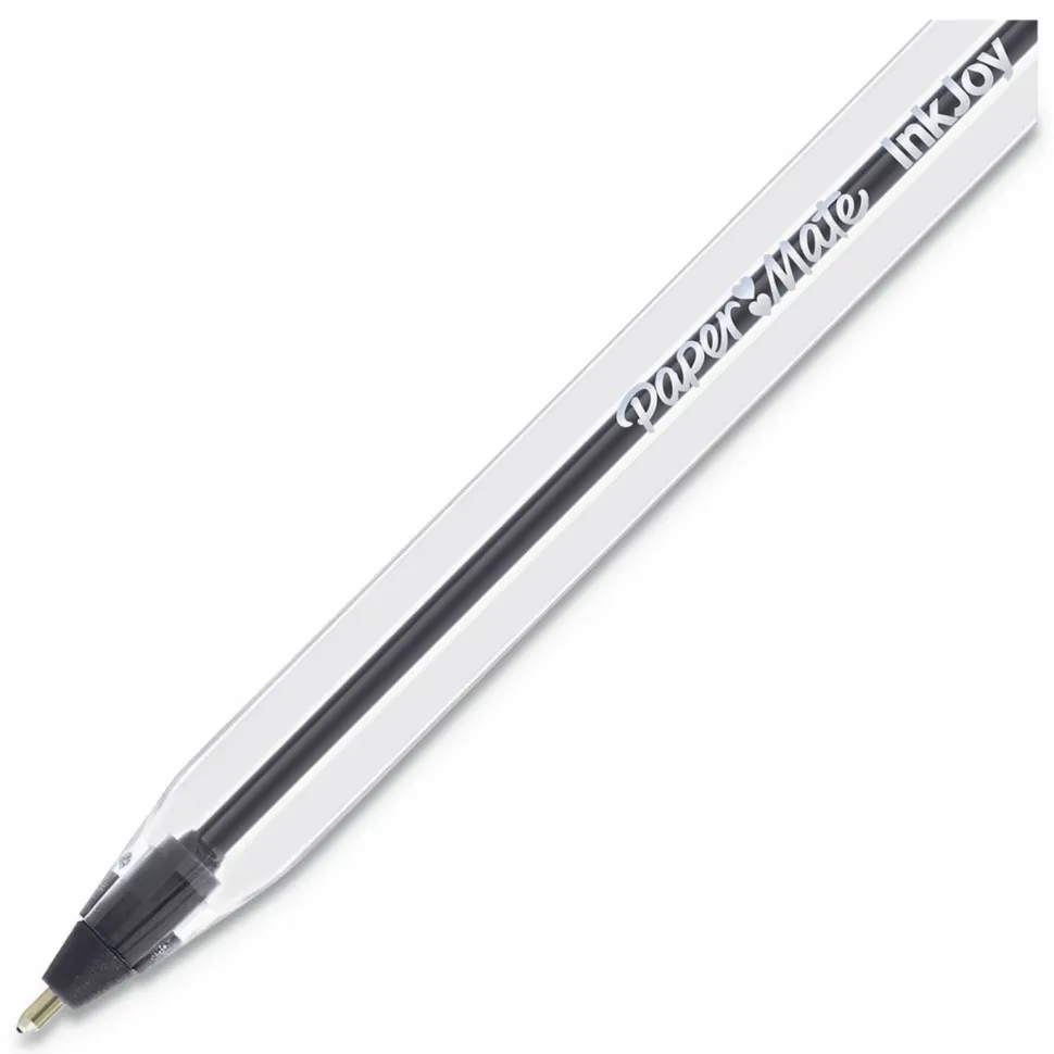 Paper Mate InkJoy 50ST Ballpoint Pens, Medium Point, 1.0 mm , Translucent Barrel, Black Ink, Pack Of 12 Pens