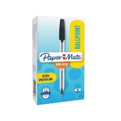 Paper Mate InkJoy 50ST Ballpoint Pens, Medium Point, 1.0 mm , Translucent Barrel, Black Ink, Pack Of 12 Pens