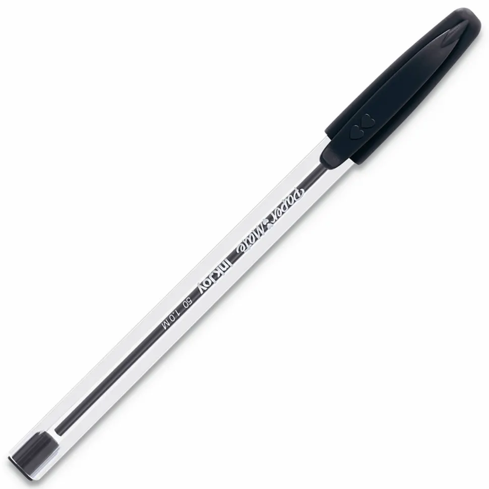 Paper Mate InkJoy 50ST Ballpoint Pens, Medium Point, 1.0 mm , Translucent Barrel, Black Ink, Pack Of 12 Pens