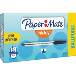 Paper Mate InkJoy 50ST Ballpoint Pens, Medium Point, 1.0 mm , Translucent Barrel, Black Ink, Pack Of 12 Pens