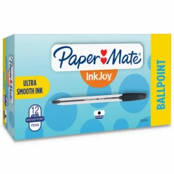 Paper Mate InkJoy 50ST Ballpoint Pens, Medium Point, 1.0 mm , Translucent Barrel, Black Ink, Pack Of 12 Pens