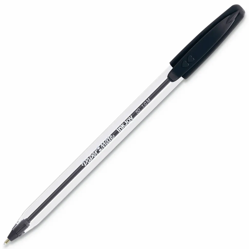 Paper Mate InkJoy 50ST Ballpoint Pens, Medium Point, 1.0 mm , Translucent Barrel, Black Ink, Pack Of 12 Pens