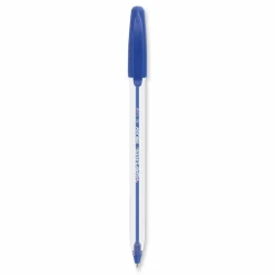 Paper Mate InkJoy 50ST Stick Ballpoint Pens, Medium Point, 1.0 mm, Clear Barrels, Blue Ink, Box of 60