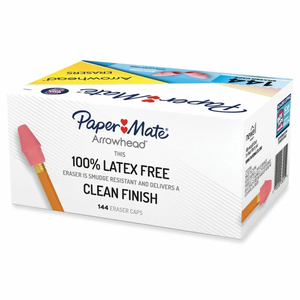 Paper Mate Pencil Cap Erasers, Pink, Pack Of 144