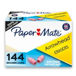 Paper Mate Pencil Cap Erasers, Pink, Pack Of 144