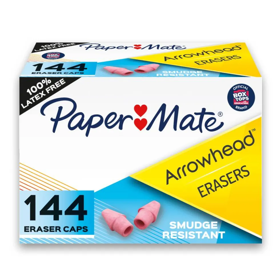 Paper Mate Pencil Cap Erasers, Pink, Pack Of 144