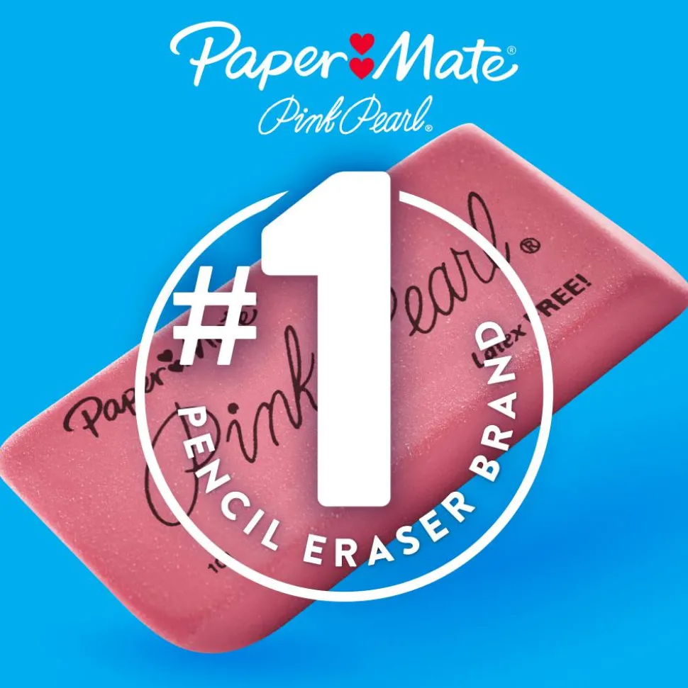 Paper Mate Pink Pearl Erasers, Medium, Pack Of 3