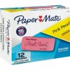 Paper Mate Pink Pearl Erasers, Large, Box Of 12