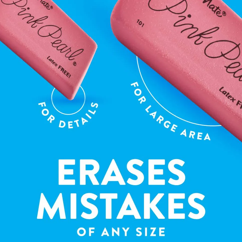 Paper Mate Pink Pearl Erasers, Large, Box Of 12