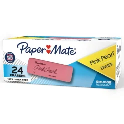 Paper Mate Pink Pearl Erasers, Medium, Box Of 24