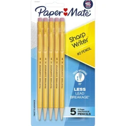 Paper Mate SharpWriter Mechanical Pencils, 0.7 mm, Yellow Barrel, Pack Of 5 Pencils