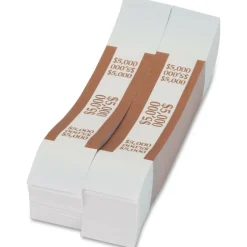 Pap-R Currency Straps, Brown, $5000, Pack Of 1,000