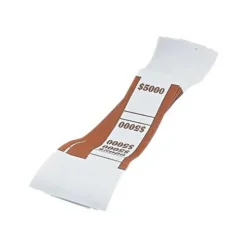 Pap-R Currency Straps, Brown, $5000, Pack Of 1,000