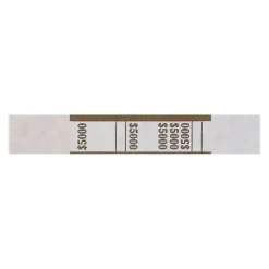 Pap-R Currency Straps, Brown, $5000, Pack Of 1,000
