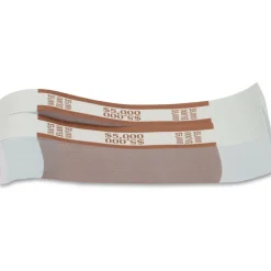 Pap-R Currency Straps, Brown, $5000, Pack Of 1,000
