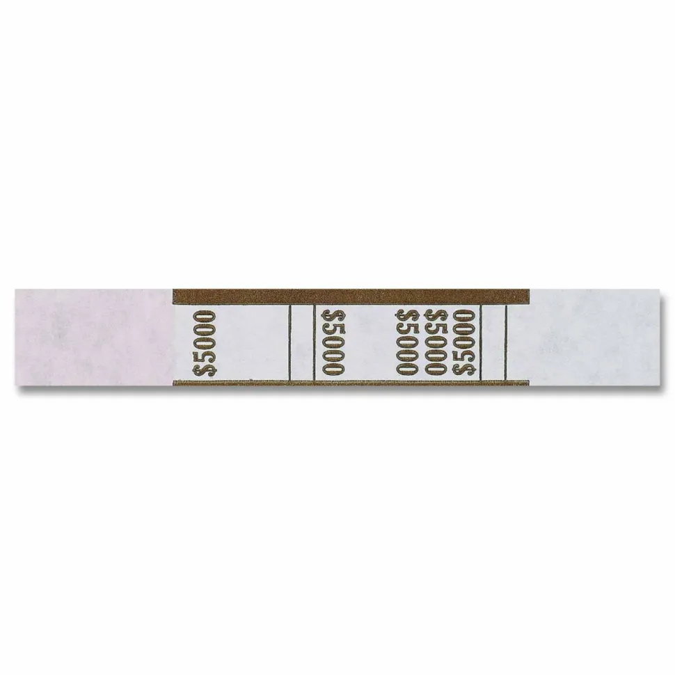 Pap-R Currency Straps, Brown, $5000, Pack Of 1,000