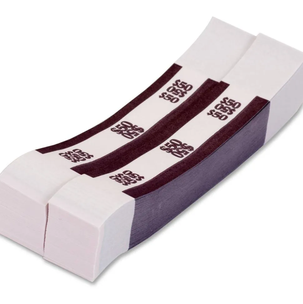 PAP-R Currency Straps, Deep Purple, $50.00, Pack Of 1,000