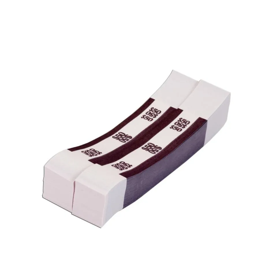 PAP-R Currency Straps, Deep Purple, $50.00, Pack Of 1,000
