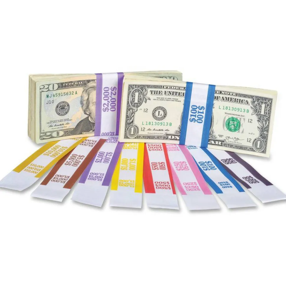 PAP-R Currency Straps, Deep Purple, $50.00, Pack Of 1,000
