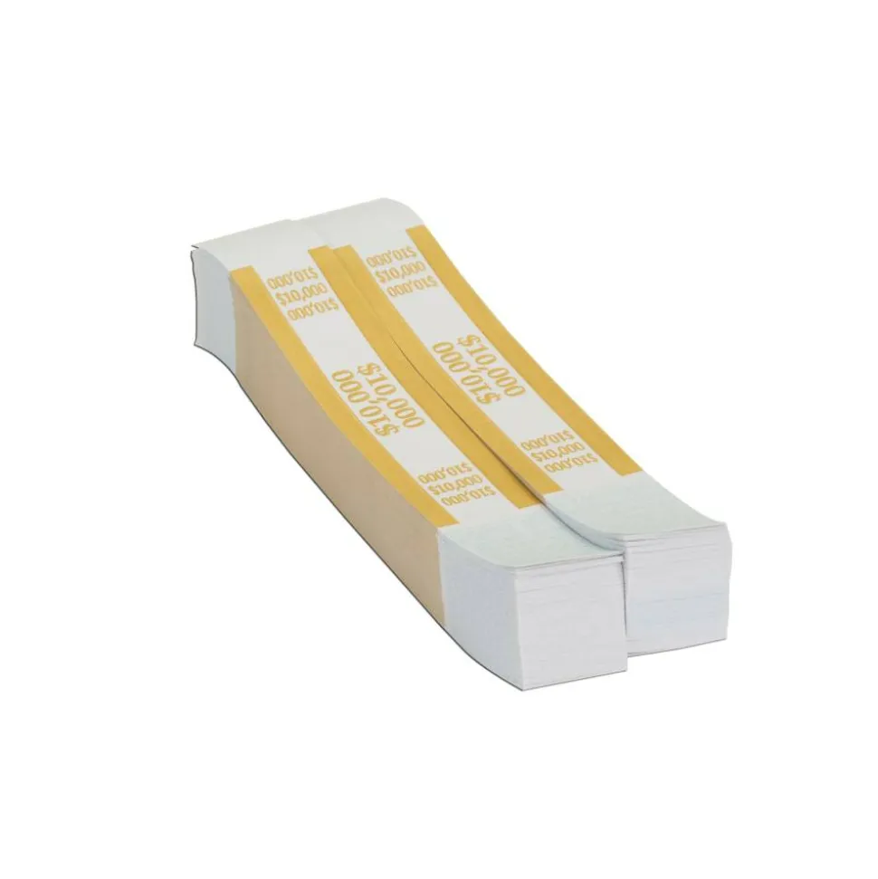 PAP-R Currency Straps, Mustard, $10,000, Pack Of 1,000