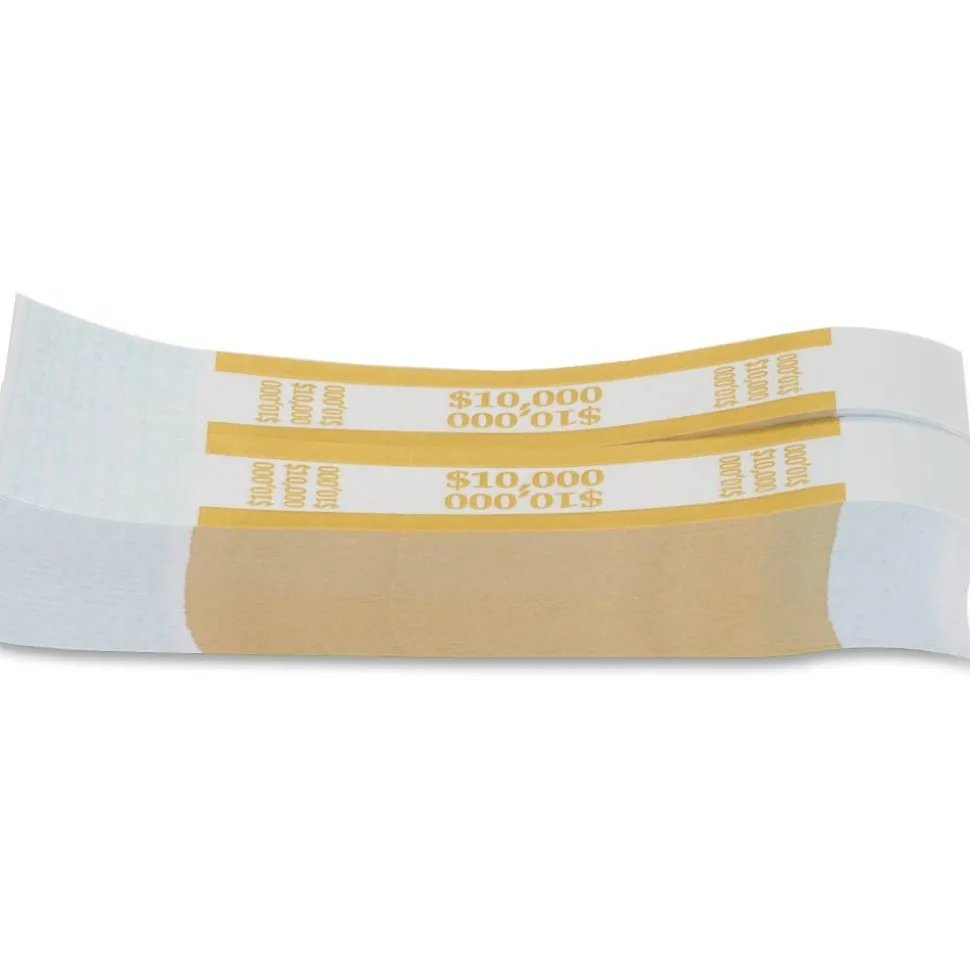 PAP-R Currency Straps, Mustard, $10,000, Pack Of 1,000
