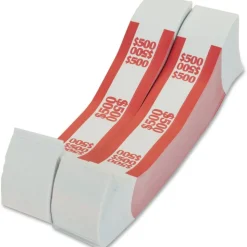 PAP-R Currency Straps, Red, $500, Pack Of 1,000